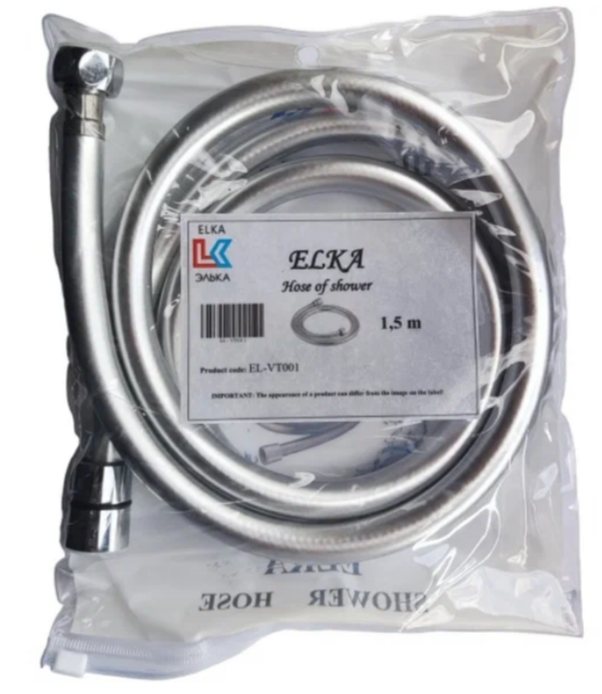 Шланг в/д 1,5 м имп/имп ELKA виниловый серебро