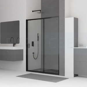 Дверь душ. 100*185 RGW CL-14-B Чёрн./Прозрач./6 мм