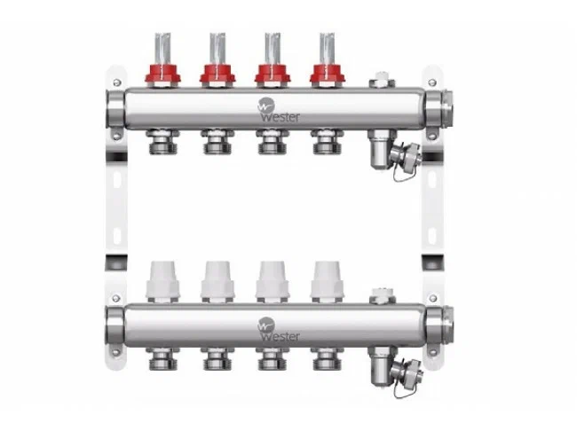 Коллектор нерж. Wester 1"-3/4 в сборе с расходомерами на 4 выхода