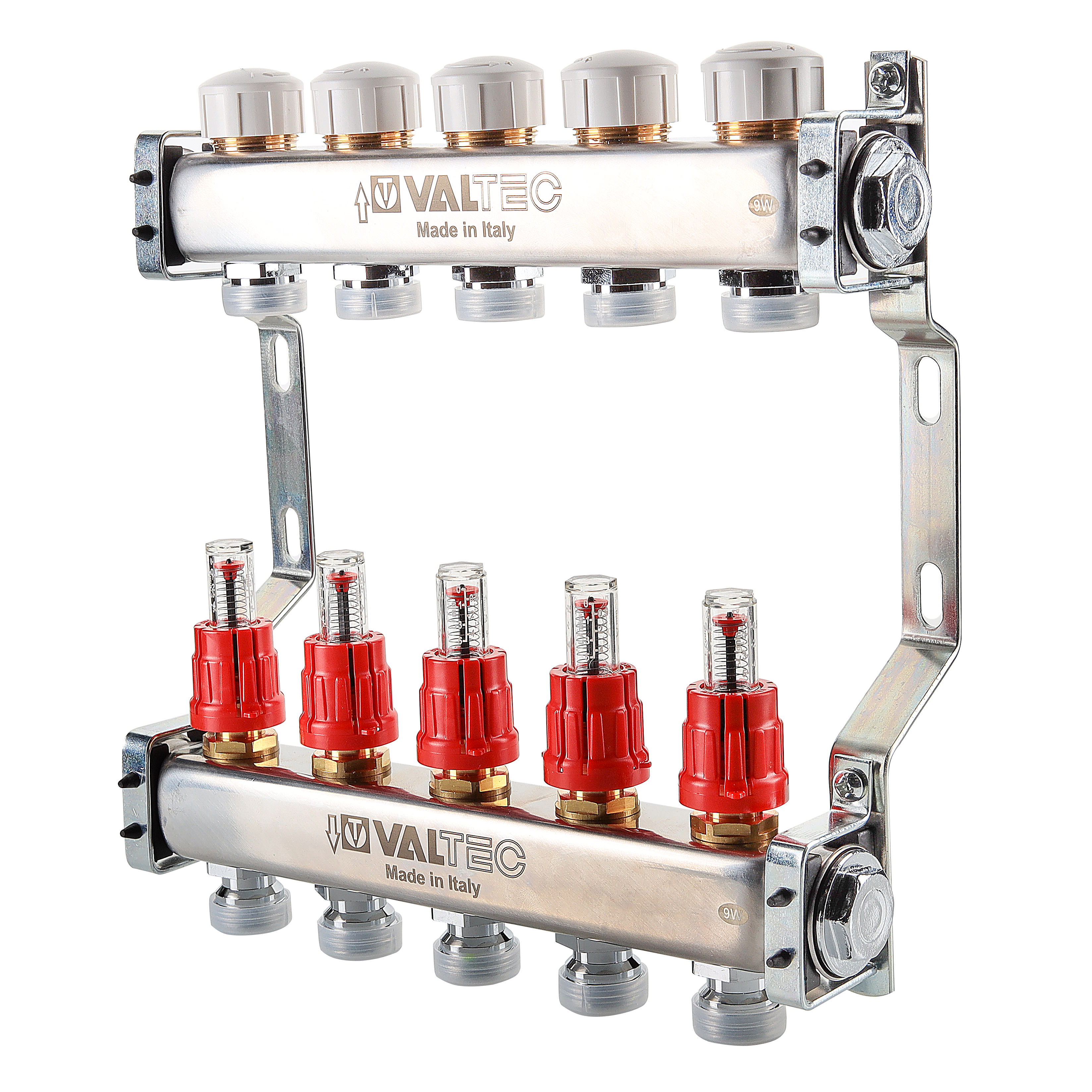 Коллекторный блок НЕРЖ VALTEC со встр. расх. 1"х10 вых. 3/4" без сервис.группы