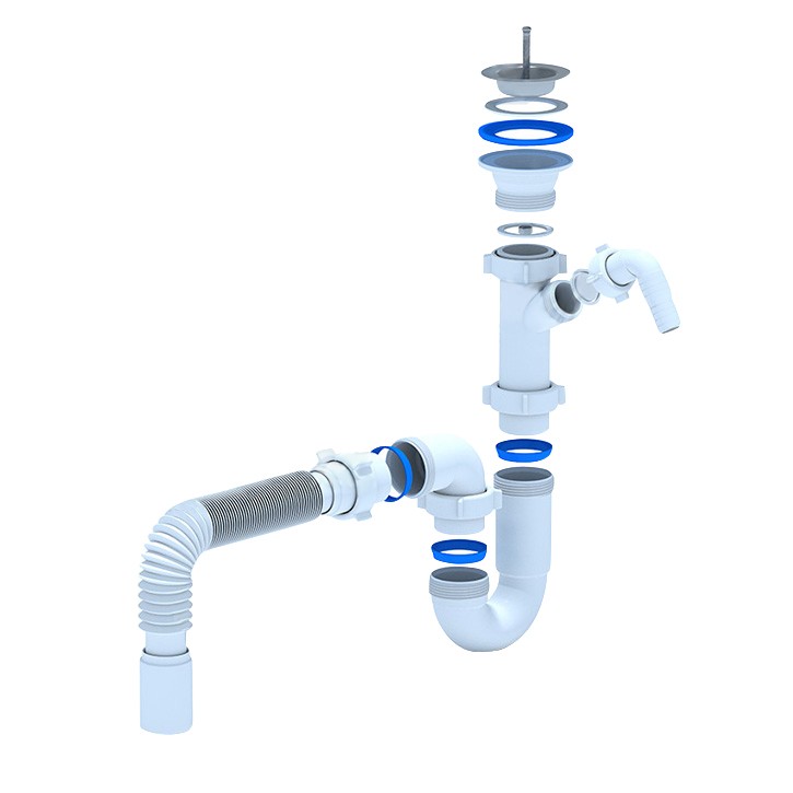 Сифон Ани прямоточный 1 1/2"* 40 с отв ст/м с г/тр