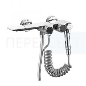 Смеситель д/ваной две рукоятки, каскадный излив