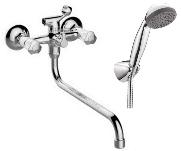 Смеситель д/ванны "СМАЙЛ", Маховики, излив 300