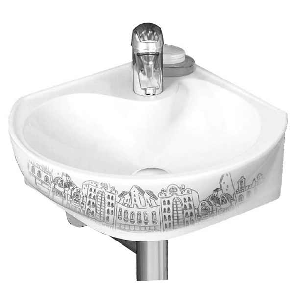 Умывальник УГЛОВОЙ "Радуга" Декор Город