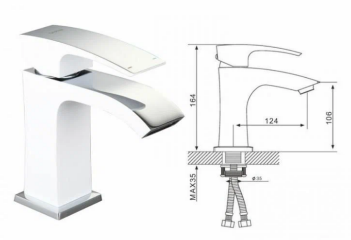 Смеситель для раковины G1007-8 белый/хром