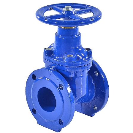 Задвижка чугун МЗВ Ду150 Ру16 t75с Обрезин. клин Синяя