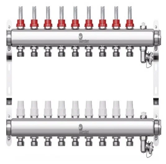 Коллектор нерж. Wester 1"-3/4 в сборе с расходомерами на 9 выходов