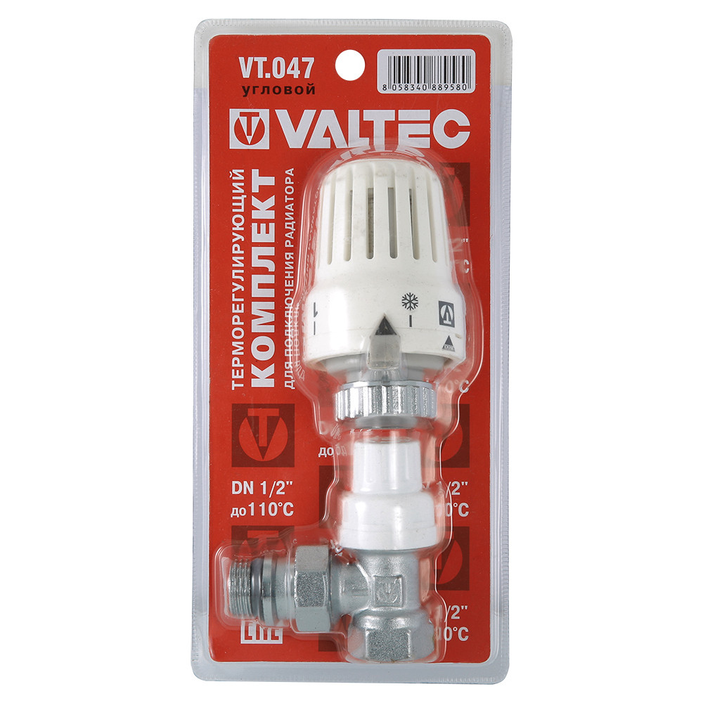 Клапан с термостатической головкой угловой  1/2" VALTEC