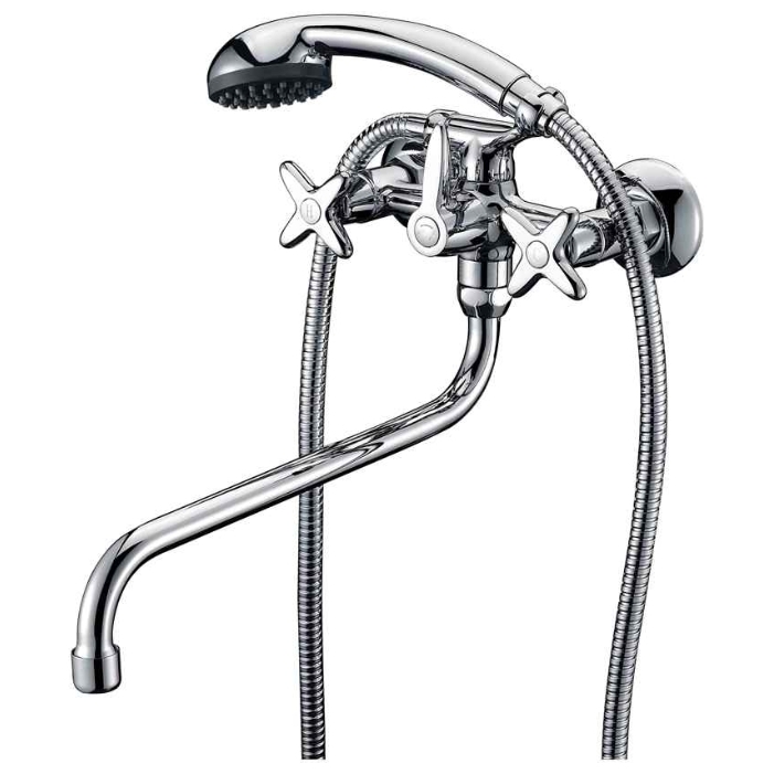 Смеситель д/ванны "ФЛЕКС", Маховики, излив 300