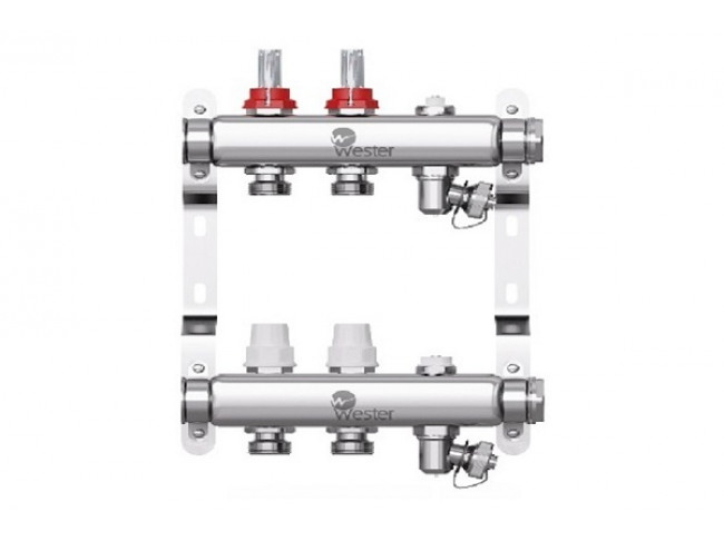 Коллектор нерж. Wester 1"-3/4 в сборе с расходомерами на 8 выходов