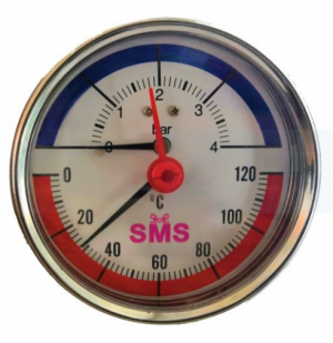 Термоманометр с задн/подкл 10bar/120С 1/2"Ф80