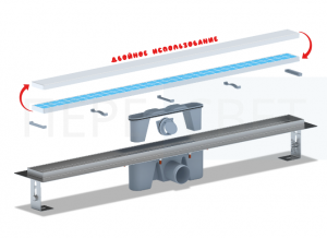 Водоотвод. желоб Ани пласт, нержавейка 850мм, решетка нерж. под плитку