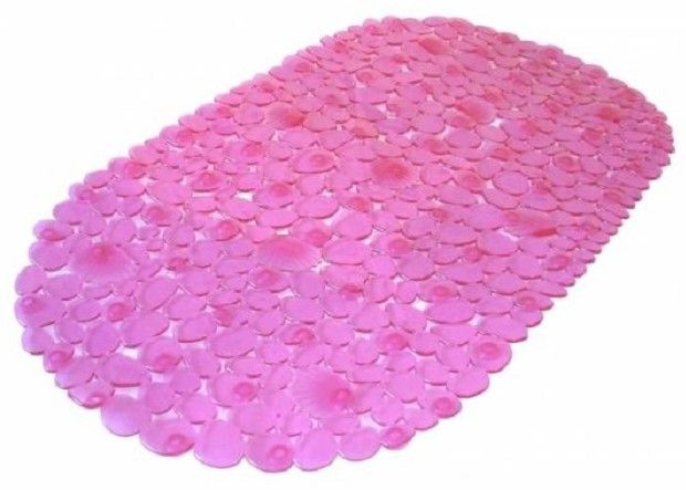 Коврик на присосках "камушки" 69*36 розовый
