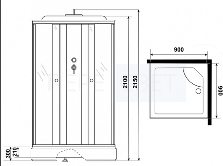 Душевая кабина NG E90/26Q/TN (900x900)