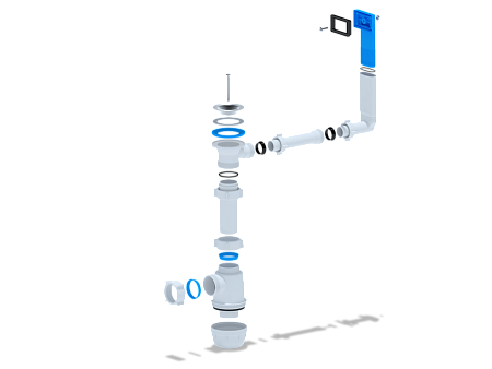 Сифон Ани Грот 1 1/2"* 40 с отв. с/м и переливом Сифон Ани Грот 1 1/2"* 40 с отв. с/м и переливом