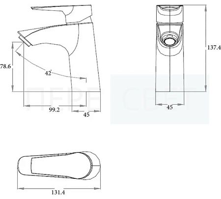 Смеситель д/умывальника "Драйв", катридж 35мм