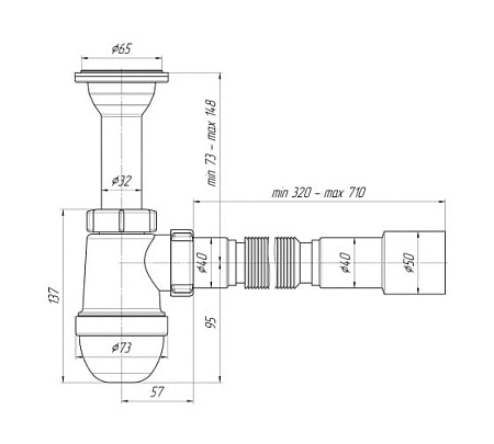 Сифон Ани 1 1/4"* 40 с г/тр. 40* 40х50 литой