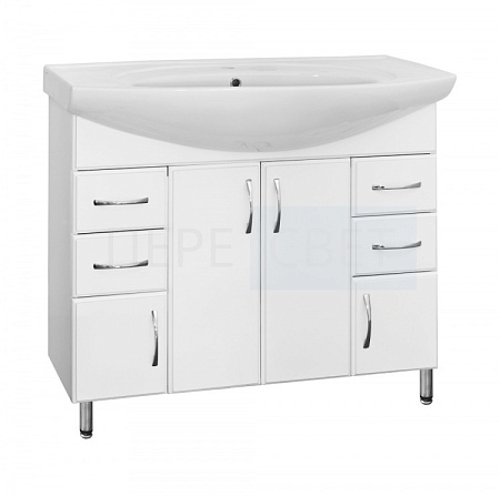 Тумба №27 под умыв. Эльбрус (4 ящика) белая 100