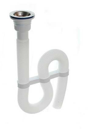 Сифон гофрир.с перелив. под фаянс раковину белый Сифон гофрир.с перелив. под фаянс раковину белый