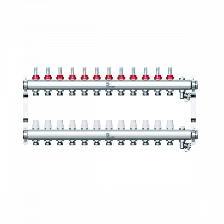 Коллектор нерж. Wester 1"-3/4 в сборе с расходомерами на 6 выходов