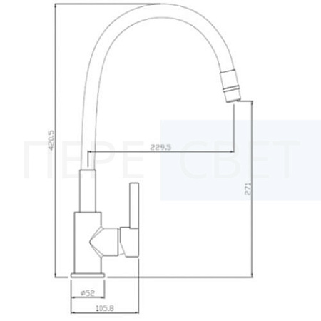 Смеситель д/кухни "Капризе", излив силикон серый Смеситель д/кухни "Капризе", излив силикон серый