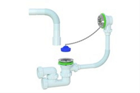 АКВАТЕР Сифон для ванны регулируемый  с вып.и пер. с гт 40*40/50