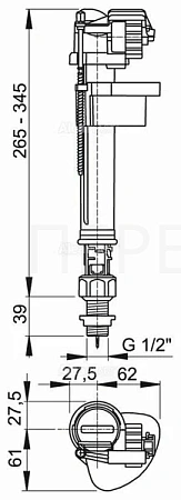 Шаровый клапан А17 1/2" пласт.нижний Alcaplast