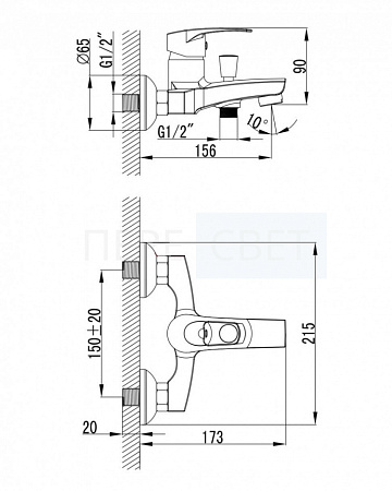 Смеситель д/ванны "Арди", кор. нос, катридж 35мм Смеситель д/ванны "Арди", кор. нос, катридж 35мм