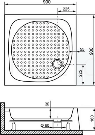 Поддон низкий прямоуг. 90 ABS в сборе