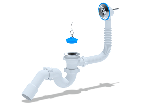 Сифон Ани для ванны рег.п/автомат 1 1/2" с пер.тр. 45°40*50