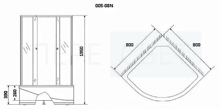 Душ.огр. NIAGARA NG-005 (80х80х193) выс.под,мат.ст
