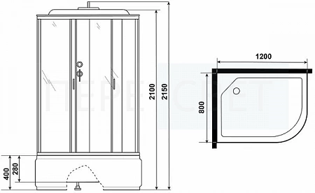 Душевая кабина NG-2510-14L 120*80 выс/подон тон/стекло