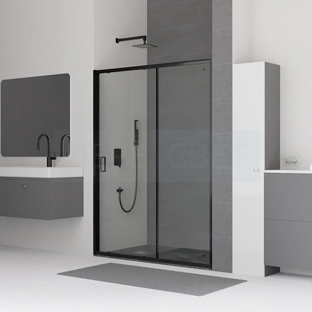 Дверь душ. 100*185 RGW CL-14-B Чёрн./Прозрач./6 мм