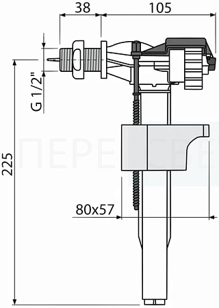 Шаровый клапан А16 1/2" металл.боковой Alcaplast