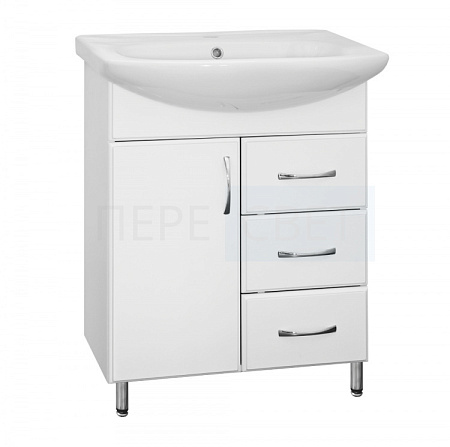 Тумба №24 под умыв. Лидия (3 ящика) белая 70