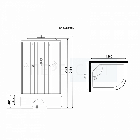 Душевая кабина NG E120/80/40L/MT (1200x800)