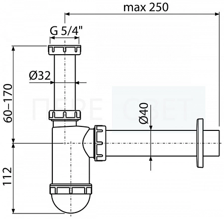 Alcaplast Сифон д/умыв. Ф.32 пластм. A43