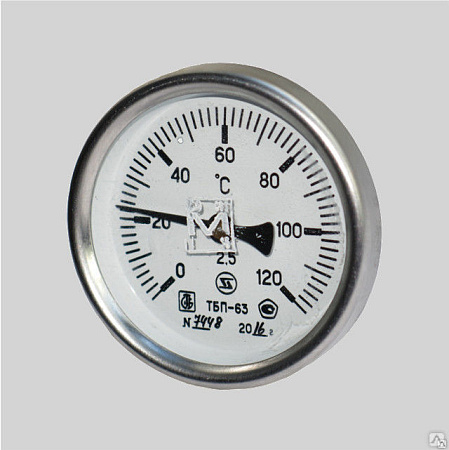Термометр биметаллич. ТБП63/ТР 120С ДК63 Дтр30 накладной