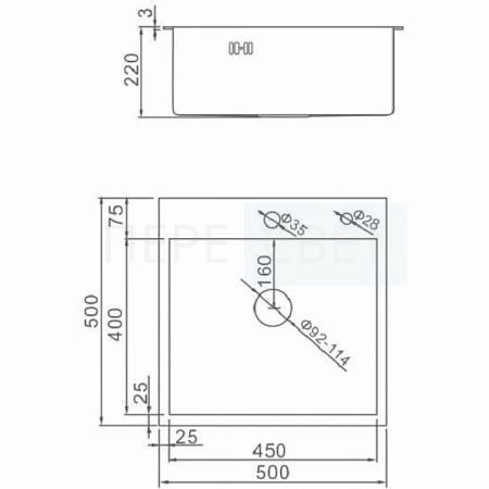 Мойка GERHANS 3.0/220 500*500 Мойка GERHANS 3.0/220 500*500