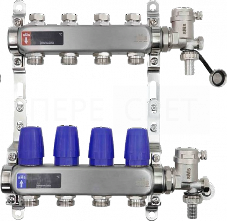 Коллекторная группа НЕРЖ 1"x3/4"  4 вых