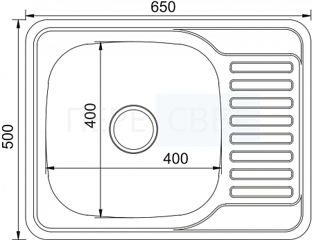 Мойка врезная 0,6мм 65х50L