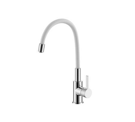 Смеситель д/кухни "Капризе", излив силикон белый