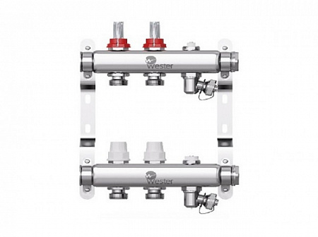 Коллектор нерж. Wester 1"-3/4 в сборе с расходомерами на 8 выходов