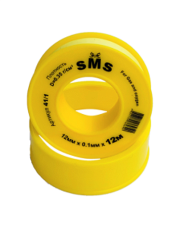 Фум-лента 12мм х 12м х 0,1мм ГАЗ ЖЕЛТАЯ 0,35гр