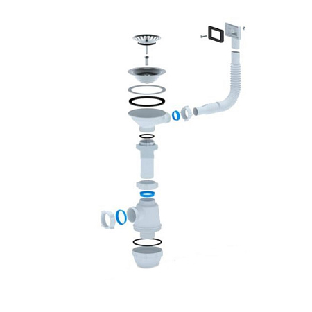 Сифон Ани Грот 3  1/2"* 40 с переливом д/мойки с гибким переливом