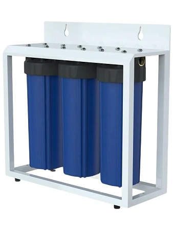 Магистральный фильтр Big Blue 20 + ключ + подставка (Тройной синий непрозрачный корпус магистрального фильтра, подключение 1")