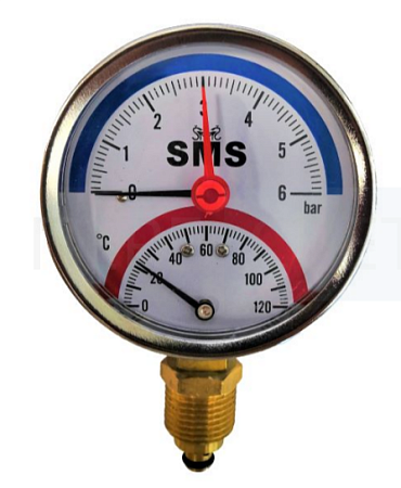 Термоманометр с нижн/подкл 06bar/120 1/2"Ф80