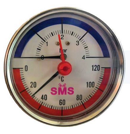 Термоманометр с задн/подкл 10bar/120С 1/2"Ф80