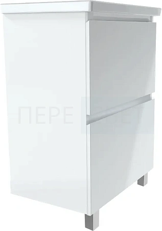 Тумба New Aris 60H 2я. Бел.Глян. под умыв. Como 60
